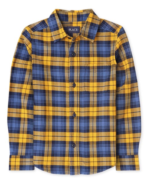 Camisa Oxford con botones a cuadros para niños
