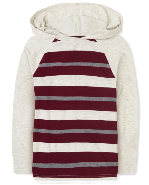 Boys Striped Raglan Hooded Top