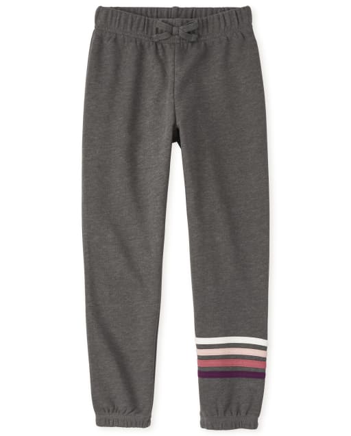 Girls Active Striped French Terry Track Pants