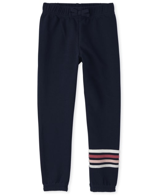 Girls Active Striped French Terry Track Pants