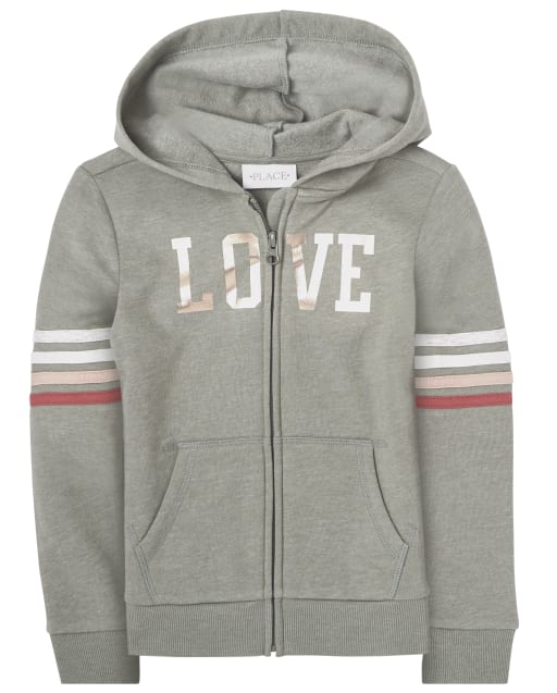 Sweat à capuche zippé en French Terry à rayures Active pour filles