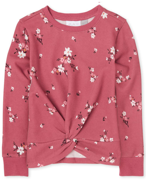 Girls Active Floral Twist Front Sweatshirt