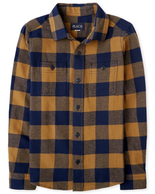 Boys Dad And Me Plaid Flannel Matching Button Down Shirt