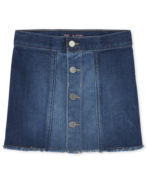 Girls Two Tone Denim Skirt