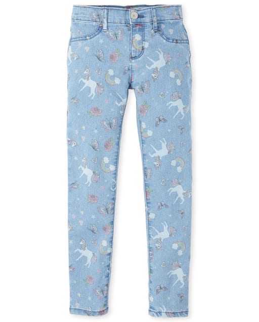 Girls Unicorn Rainbow Jeggings