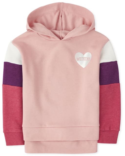 Girls Active Heart Colorblock Hoodie Legging Top