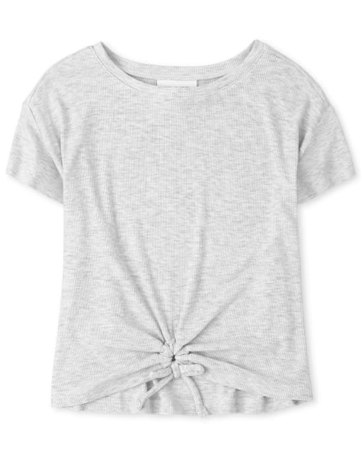 Girls Cinched Tie Front Top