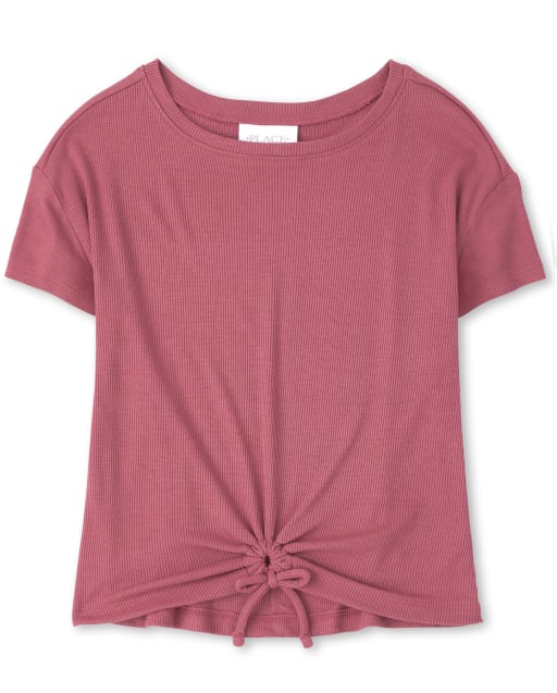 The Childrens Place Girls Square Neck Tie Front Top