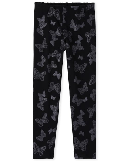 Leggings de niña con purpurina y mariposas