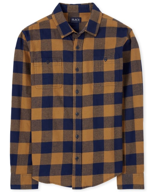 Mens Dad And Me Plaid Flannel Matching Button Down Shirt