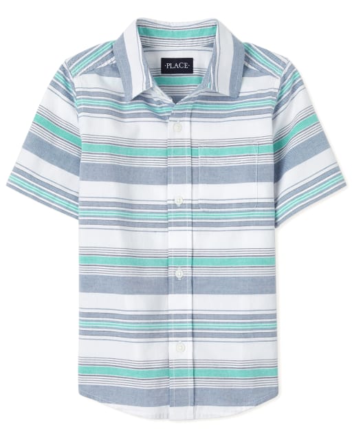 Boys Striped Oxford Button Down Shirt