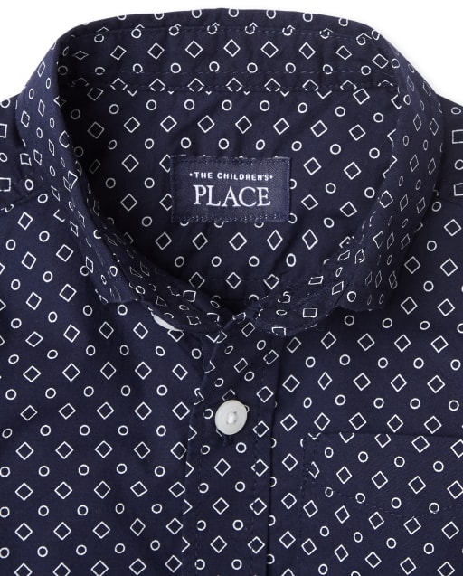 The Childrens Place Baby Boys Printed Long Sleeve Poplin