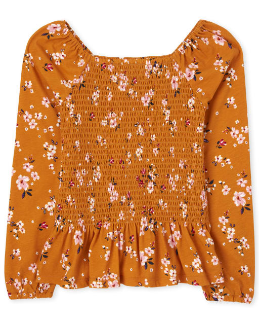 Top fruncido floral para niñas