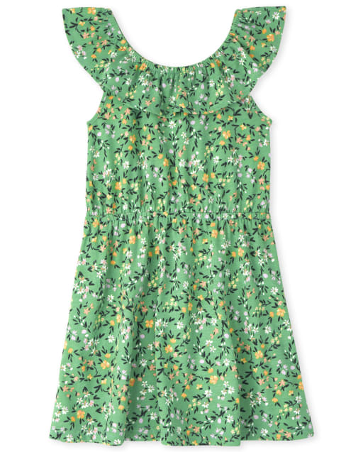 Girls Floral Ruffle Dress