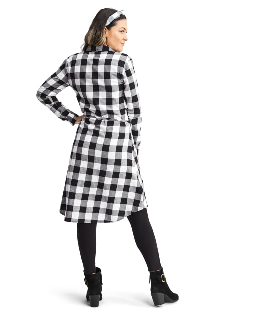 women's buffalo plaid shirt dress