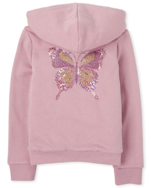 Girls Glitter Sherpa Zip Up Hoodie