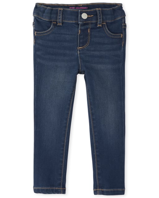 Jeggings de mezclilla de punto elástico supersuave para bebés y niñas pequeñas