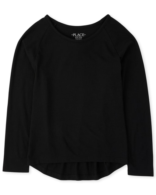 Camiseta básica de manga larga para niñas