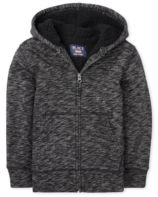 Boys Sherpa Zip Up Hoodie