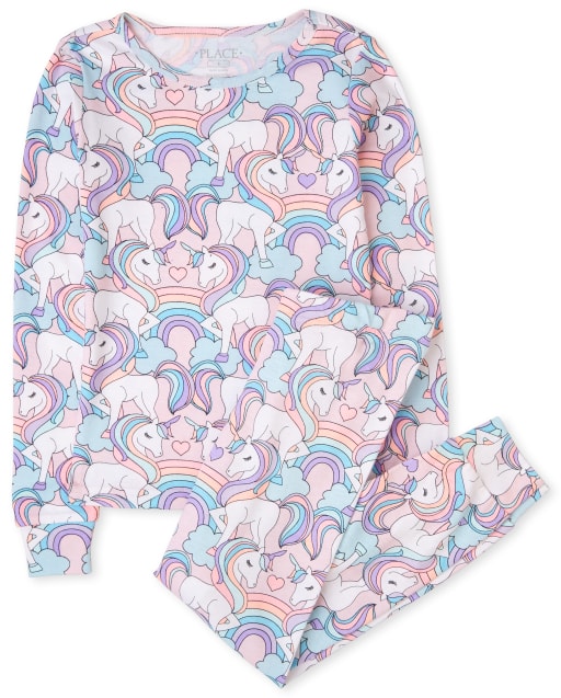 Girls Unicorn Snug Fit Cotton Pajamas