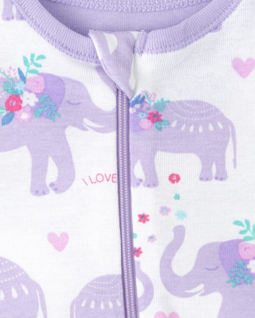 The Childrens Place Girls Baby and Toddler Elephant Snug Fit Cotton One Piece Pajamas