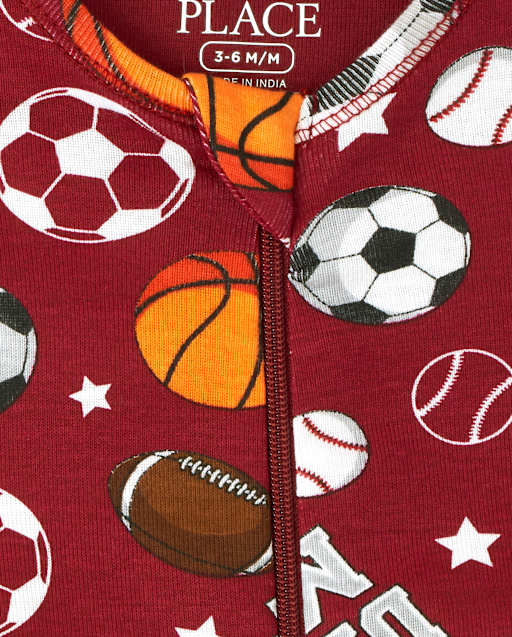 Baby And Toddler Boys Long Sleeve Sports Snug Fit Cotton Footed One Piece Pajamas