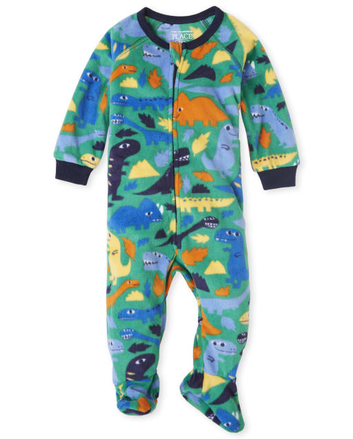 Pijamas de una pieza de forro polar Dino para bebés y niños pequeños