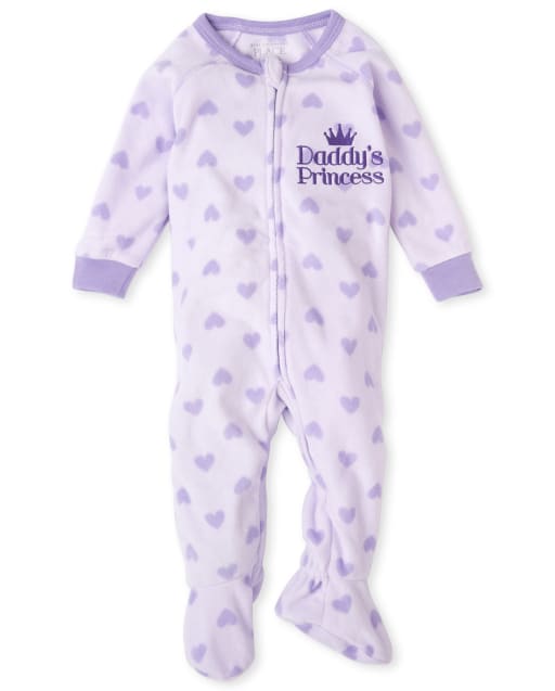 Pijamas de una pieza de forro polar con forma de corazón para bebés y niñas pequeñas