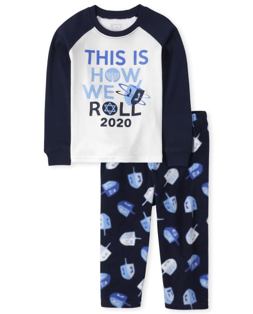 Baby And Toddler Matching Family Hanukkah Festival Snug Fit Cotton And Fleece Pajamas