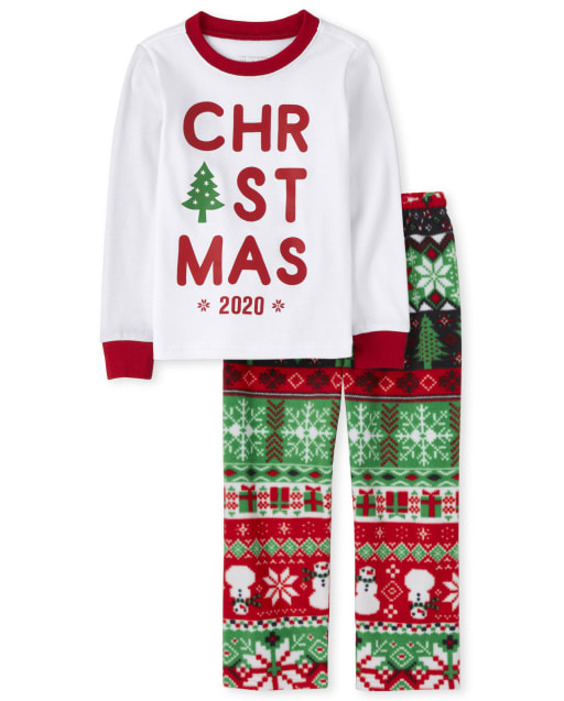 Unisexe Bebe Et Enfant En Bas Age Correspondant Famille Noel A Manches Longues Noel Fairisle Ajustement Serre Haut En Coton Et Pantalon Polaire Pyjamas