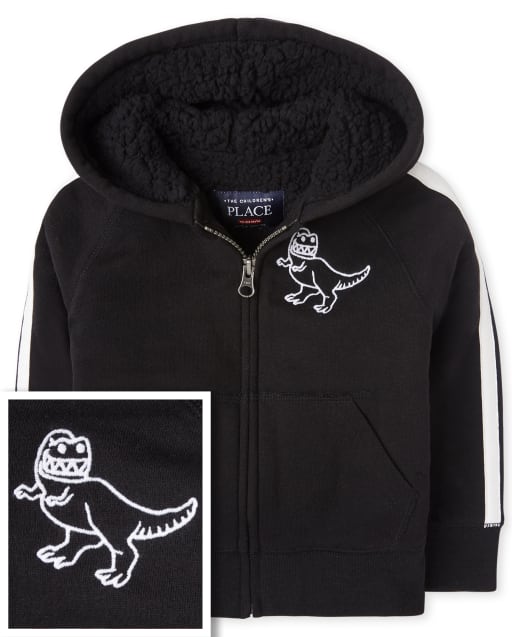 Sweat à capuche zippé en polaire Sherpa Dino pour bébés et tout-petits garçons