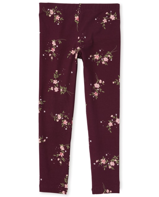Girls Floral Print Knit Leggings