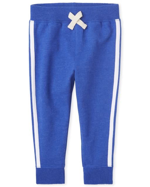 Pantalones jogger de vellón con rayas laterales activas para bebés y niños pequeños