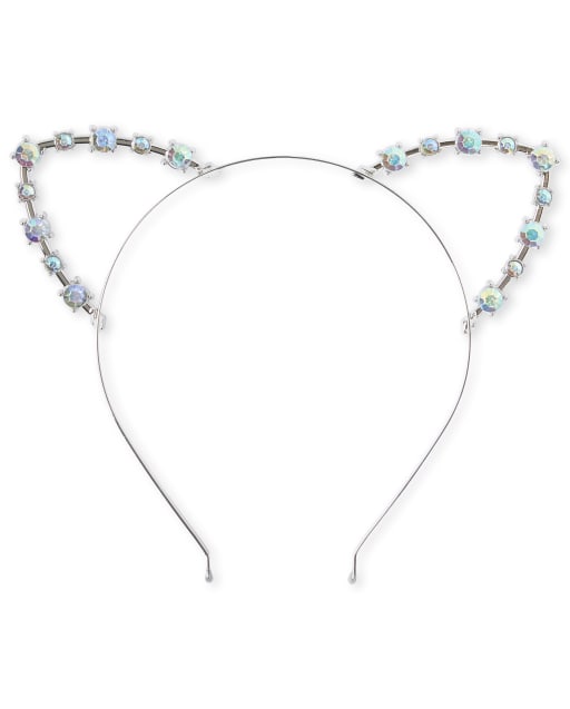 Girls Jeweled Cat Ears Metal Headband