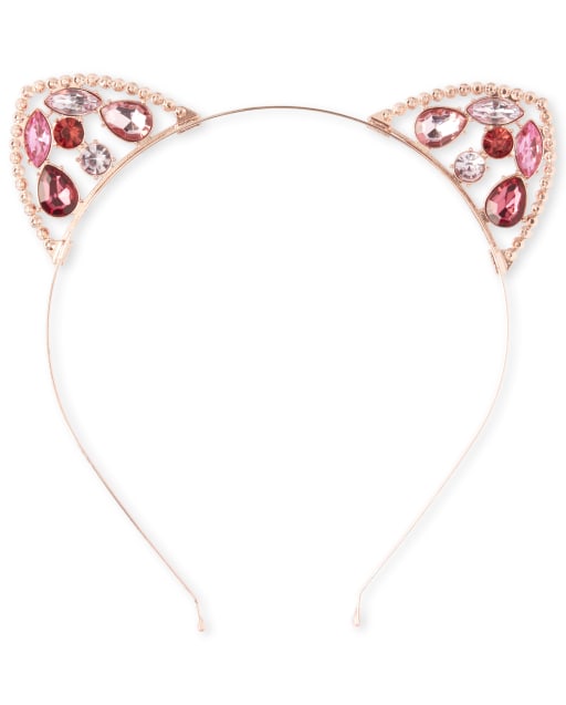 Girls Jeweled Cat Ears Metal Headband
