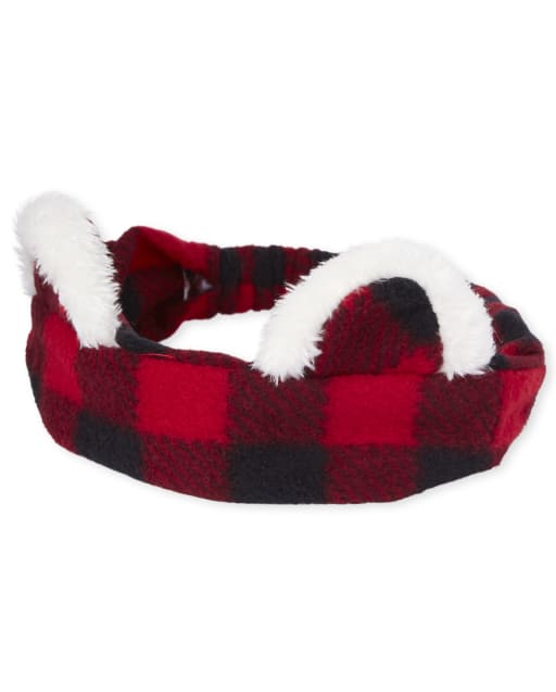 Baby Girls Buffalo Plaid Cat Ears Headwrap