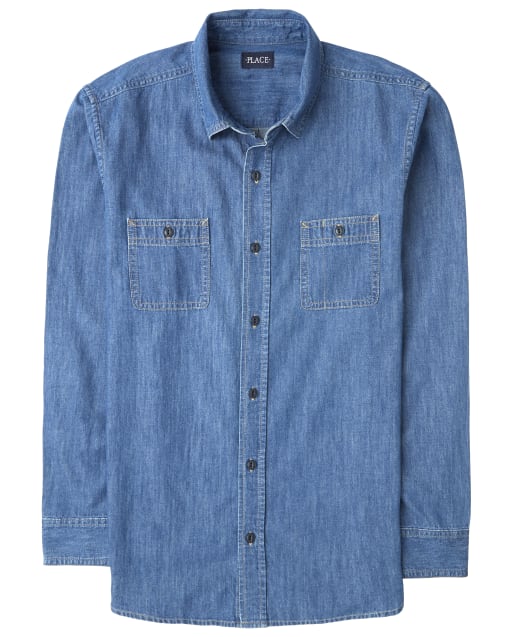 Mens Dad And Me Denim Matching Button Down Shirt