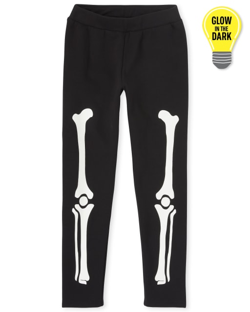 Girls Mommy And Me Halloween Glow Skeleton Matching Cozy Leggings