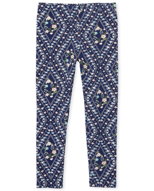 Legging fleuri à losanges pour fille