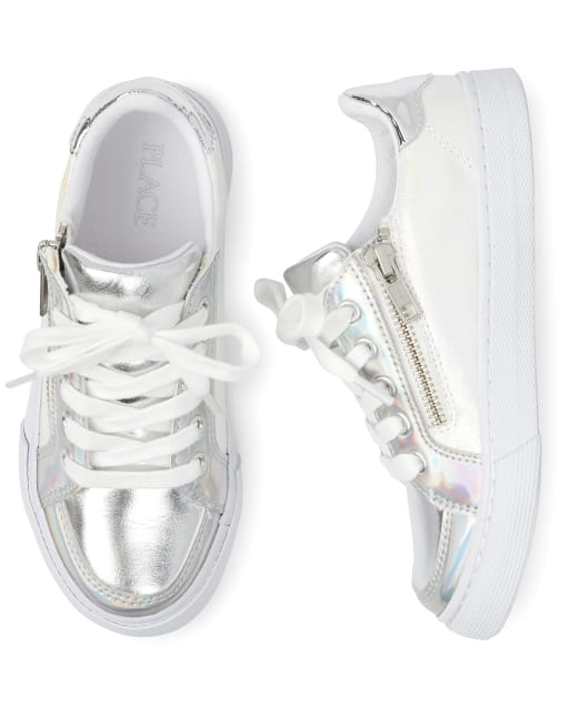 girls metallic sneakers