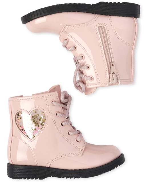 girls pink lace up boots