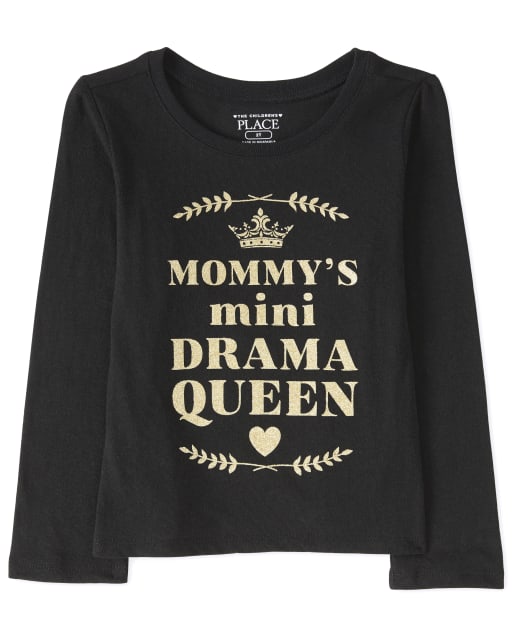 Baby And Toddler Girls Glitter Drama Queen Graphic Tee