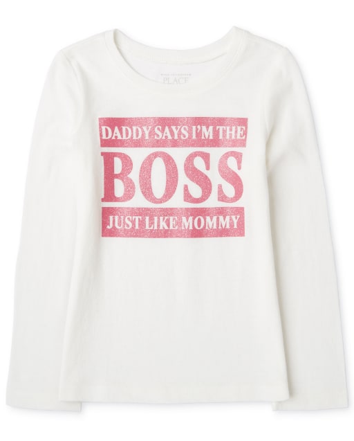 Bebés y niños pequeños niñas de manga larga ' Papá dice que ' m The Boss igual que mamá ' camiseta gráfica