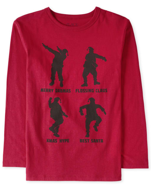 Boys Christmas Dancing Santa's Graphic Tee