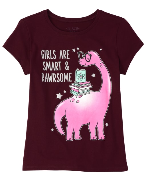 Camiseta gráfica inteligente y cruda para niñas