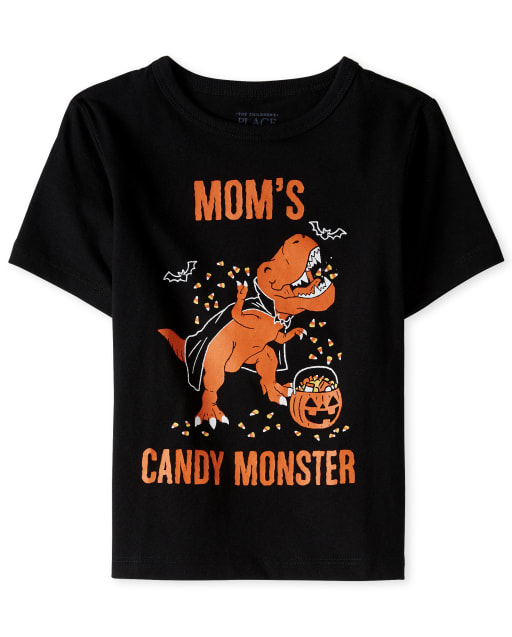 Camiseta con gráfico de monstruo de caramelo de Halloween para bebés y niños pequeños
