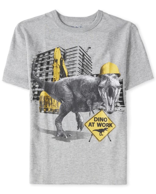 Camiseta con estampado de Dino en el trabajo para niños