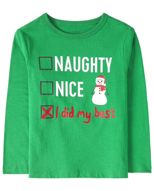 Baby And Toddler Boys Christmas Nice List Graphic Tee