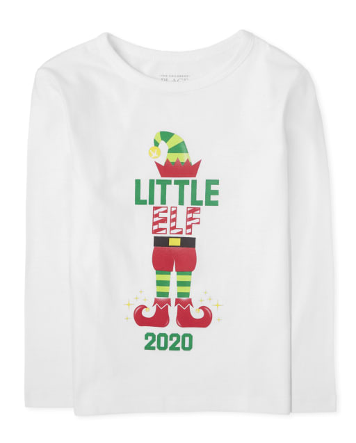 T-shirt graphique elfe de Noël assorti pour bébé et tout-petit garçon