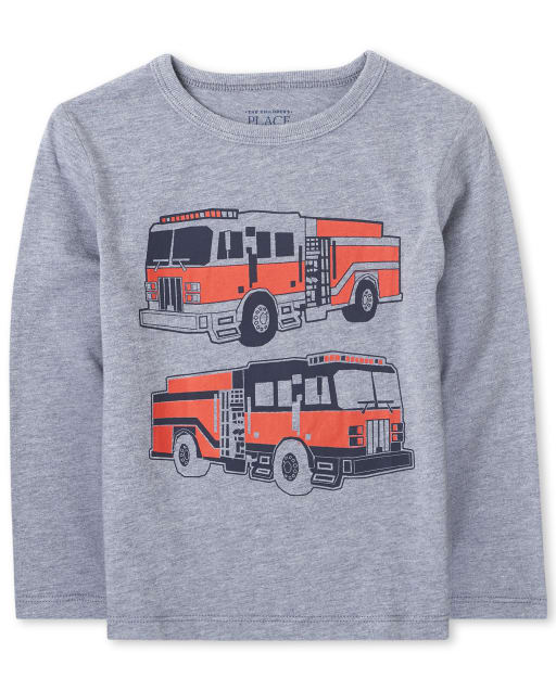 T-shirt graphique camion de pompiers pour bébés et tout-petits garçons